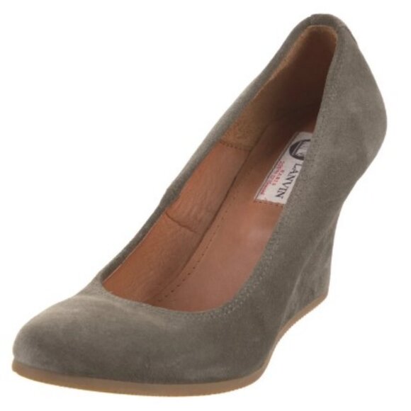 Lanvin Paris grey suede ballet wedge pumps size 37 - Picture 1 of 9